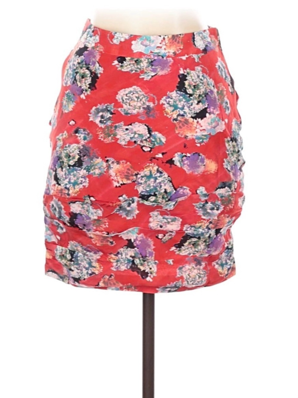 IRO Red Floral Mini Skirt with Purple & Green Accents